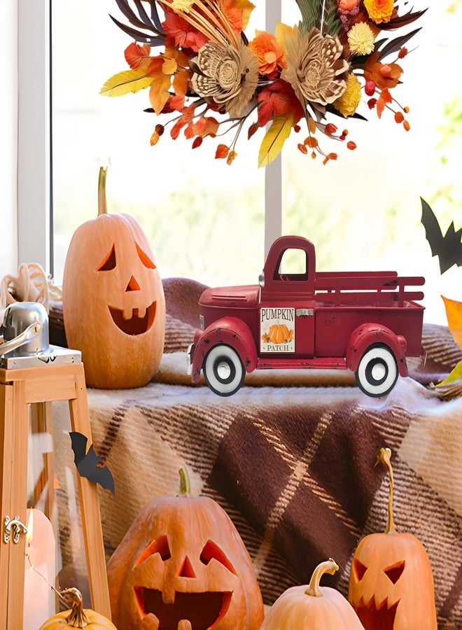 Teeloray Christmas Red Truck Decor 13.4 Inch Farmhouse Vintage Metal Truck with 12 Magnets Indoor Christmas Table Decorations for Home Kitchen Mantel Winter Holiday Xmas Interchangeable Seasonal Decor - Image 4